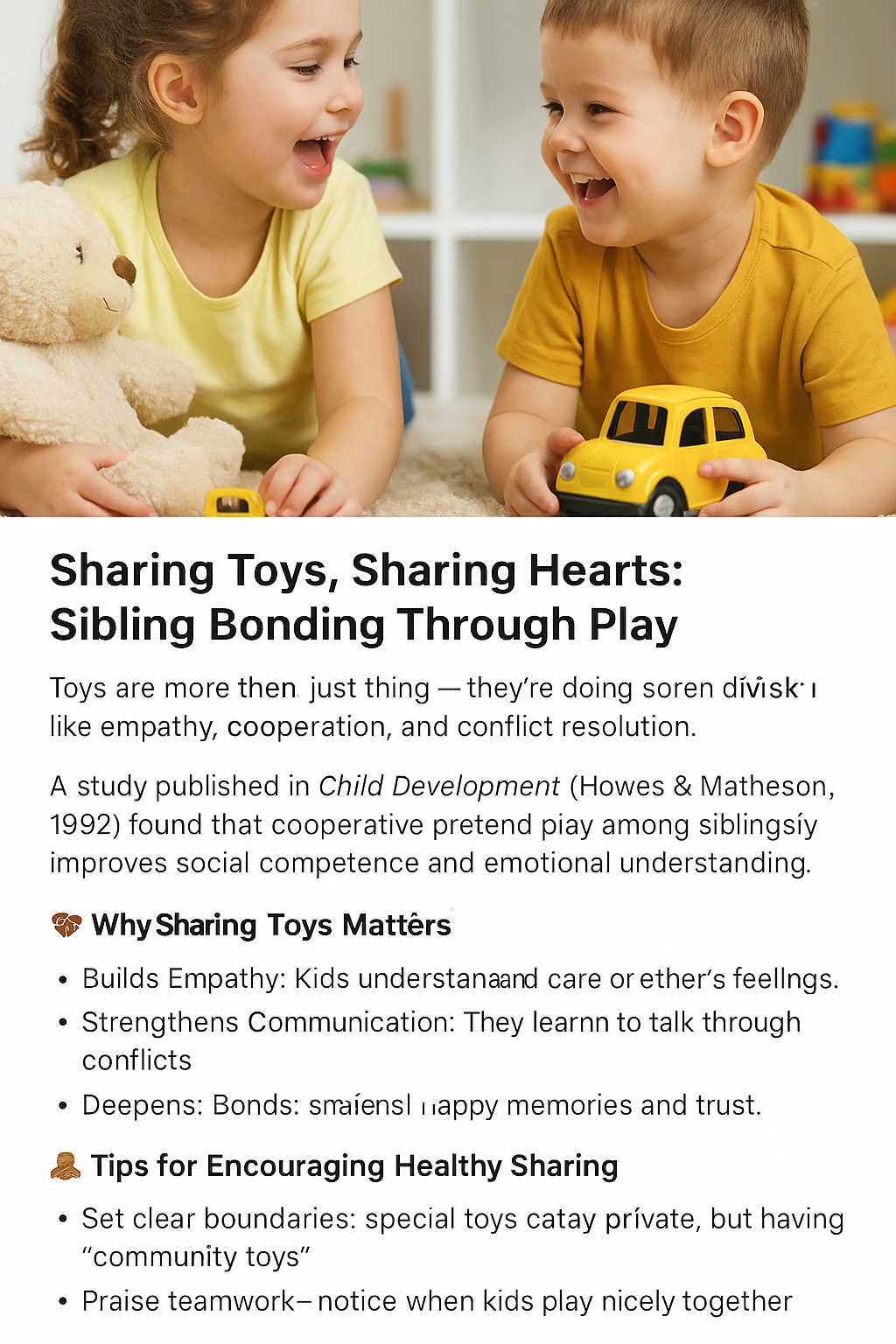 Sharing Toys, Sharing Hearts: Sibling Bonding Through Play