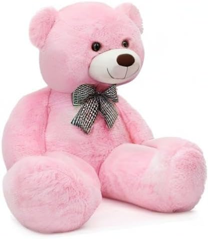 MorisMos Bow Tie Giant Teddy Bear 4 Feet, 47inch Big Teddy Bear Stuffed Animal Plush for Girlfriend, Boyfriend, Pink