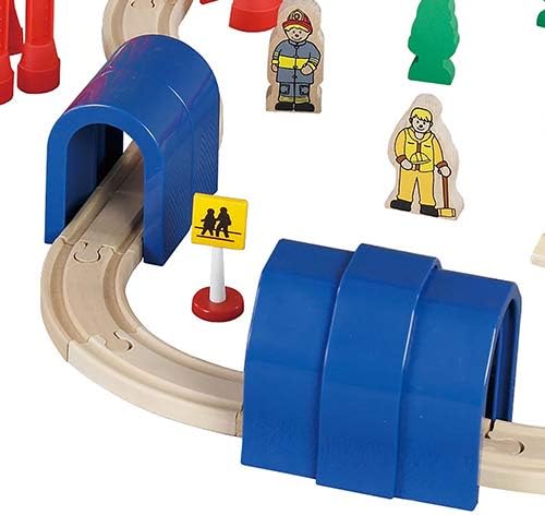 inc. Giant 60 pc Wooden Train Set - Complete Toy Railway w/Tracks, Engine, Cars, Bridges, Stations, People, Signs. Genuine Hardwood, Compatible with All Major Brand Accessories