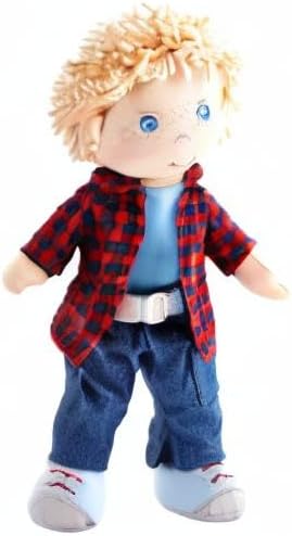 HABA Nick 12" Soft Doll - Baby Boy Doll with Blonde Hair and Blue Eyes (Machine Washable) Perfect Plush Toy for 18 Months & Up