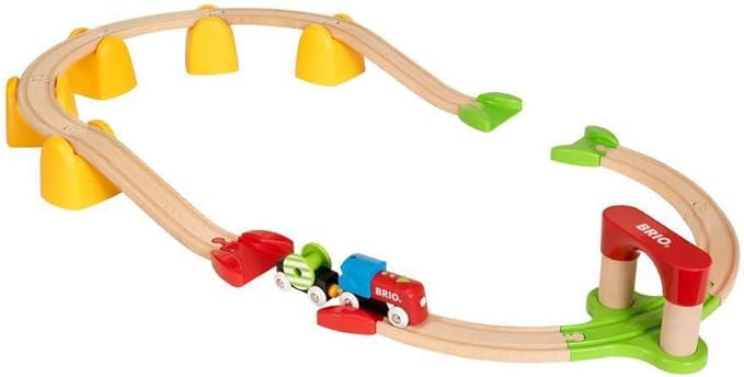 BRIO World 33710 - My First Railway Battery Operated Train Set | 25 Piece Wood Train Set for Toddlers | Inclusive of Accessories and Wooden Tracks | Certified by Forest Stewardship Council
