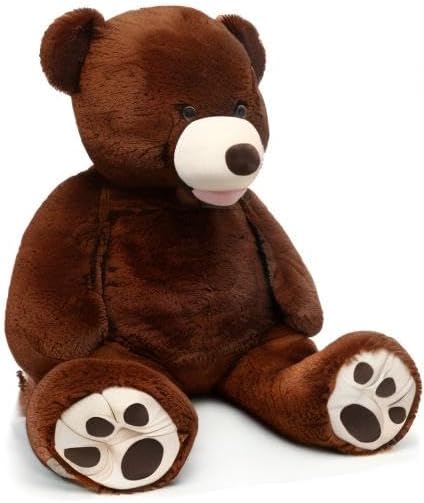 MorisMos Smile Giant Teddy Bear, 51inch Large Stuffed Bears with Big Footprints, Big Stuffed Animals Cuddly Plush Gifts for Girlfriends, Boyfriend, Dark Brown
