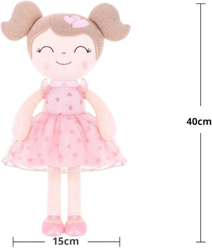 Gloveleya Baby Doll Valentines Day Gifts I Love You Gifts Soft Toy Plush Dolls Pink Flocking Heart Girl 16 Inches