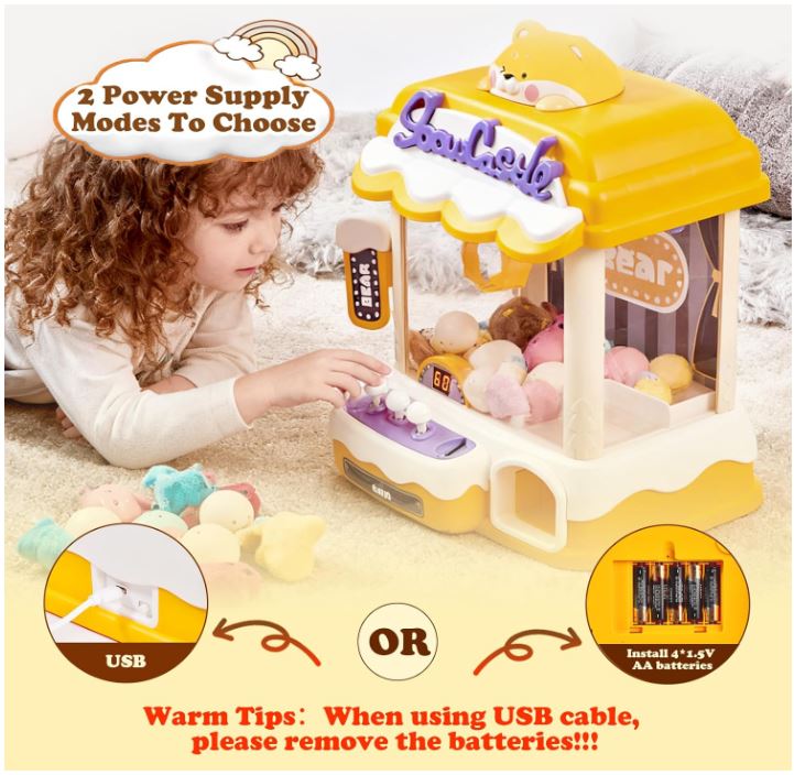 Toy Claw Machine for Kids, Kids Vending Machines with Adjustable Sound, Mini Arcade Claw Machine for Candy Grabber Prize Dispenser Home Party Christmas & Birthday Gifts for Children/Adults, Ages 3+