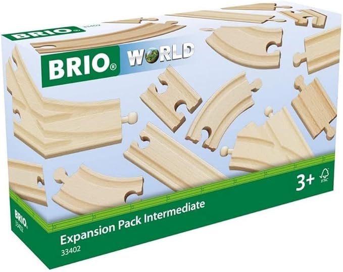 BRIO World Expansion Pack Intermediate - Works with All BRIO Train Sets - FSC-certified 16-Piece Wooden Train Tracks with Switches - Grow Existing Systems and Create Railway Empires - Kids Ages 3 & Up