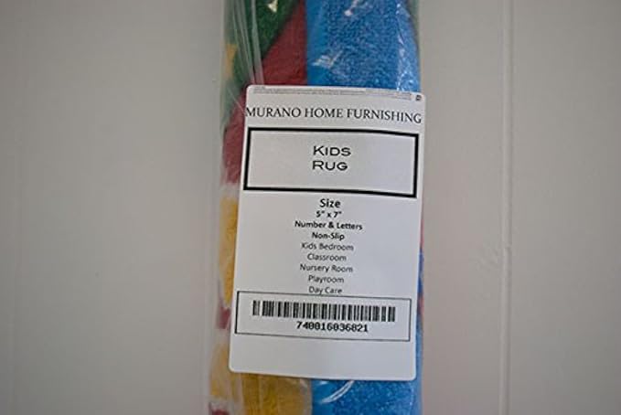 Kids Rug Numbers and Letters Area Rug 5x7 (Approx : 4'11" X 6' 10") Non Slip Gel Backing