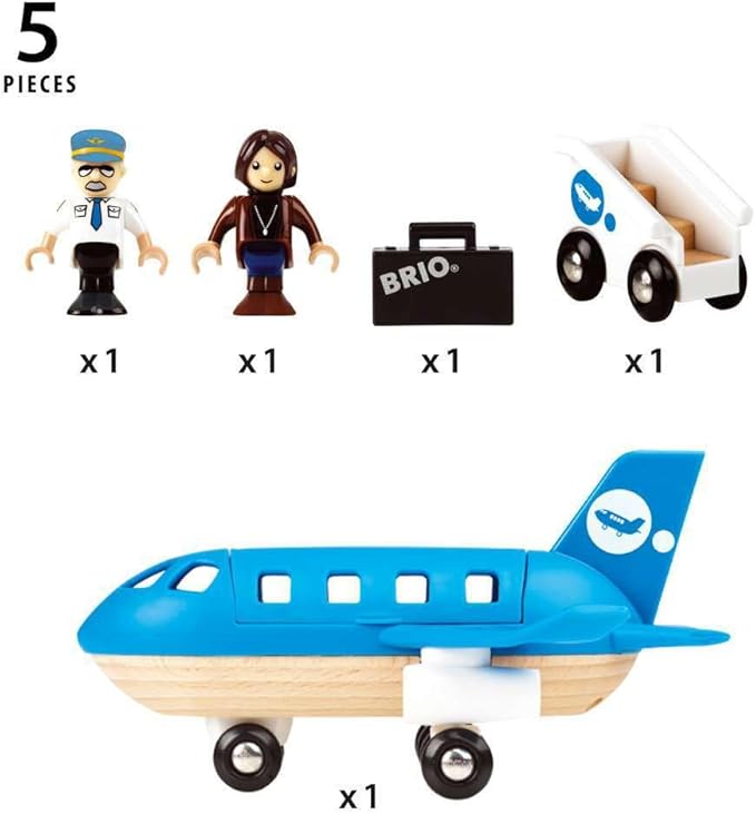 BRIO World - 33306 Airplane | Stimulating Wooden Toy Plane Set | Enhances Creativity and Logical Thinking | Compatible with BRIO Railway Toys | for Kids Aged 3+