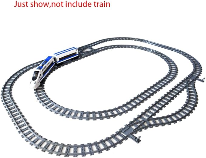 Train Track Railroad Accessories - City Train Track System with Railroad Crossing, Compatible with Major Brand Trains in Building Blocks