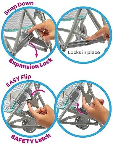 Adora Realistic and Creative Zig Zag Baby Doll Stroller with Fun Design, Adjustable Sun Cover; Doll Accessory Storage and Removable Stroller Seat That fits Dolls up to 18-inches - Small