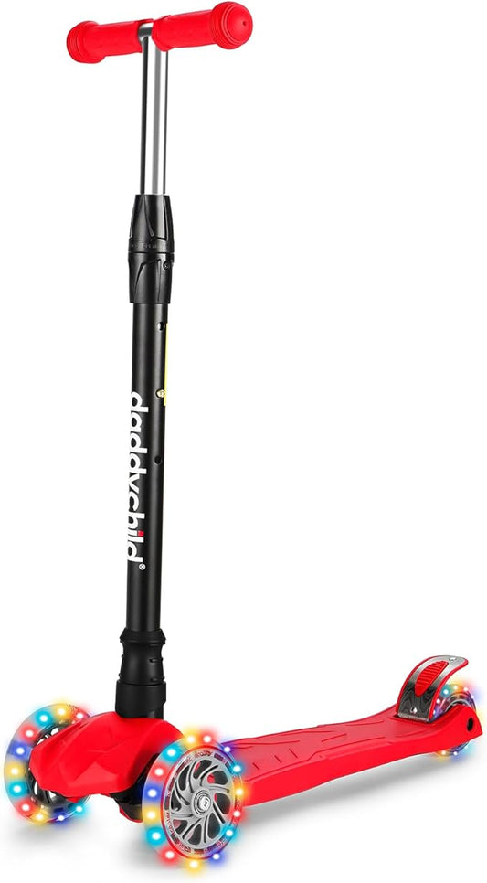 Kids Kick Scooter, 3 Wheeled Scooter for Kids, Child/Toddlers Toy, Adjustable Height, Anti-Slip Deck, Flashing Wheel Lights, for Boys/Girls 3-12 Year Old