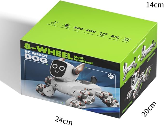 4WD Stunt Remote Control Robot, Multi Function RC Car Toys for Kids, Eight Wheeled Robot Dog with Music & Light, Children Birthday Gift for 8+ Years Old Kids