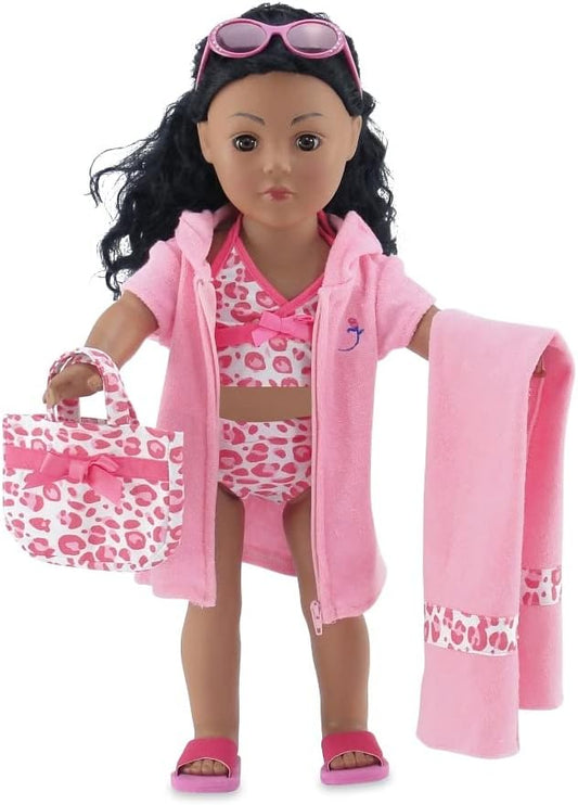 Emily Rose Doll Clothes | 6-Piece 18 Inch Doll Tankini Bathing Suit Swimsuit with Accessories | Compatible with 18" American Girl Dolls | Doll NOT Included