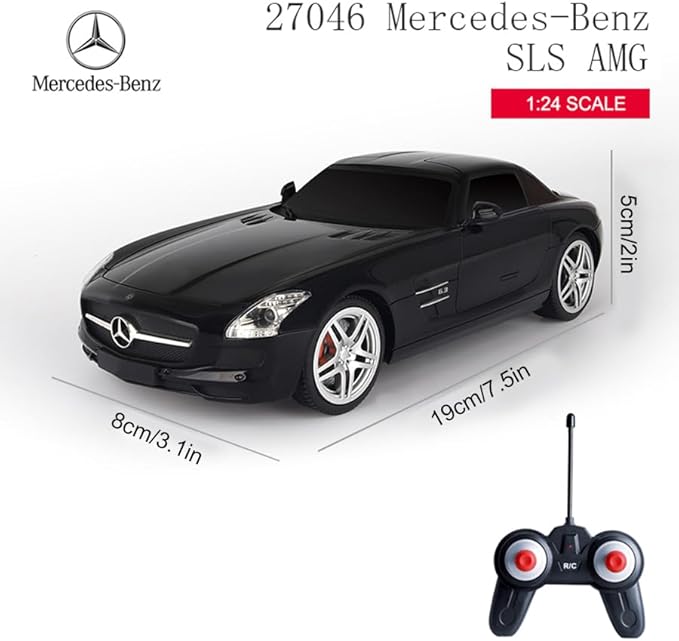 Vinie Remote Control Car for Boys, RC Cars Mercedes Benz SLS, 1:24 Scale Officially Licensed Kids Toys, Drift Car with Cool Led Lights, 4 5 6 7 8 9 10 11 12 Year Old Boy Birthday Gift (Black)