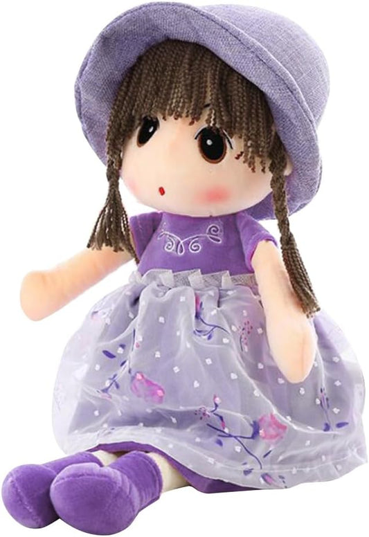 Ikasus Sweetheart Rag Doll with Hat & Skirt - Plush Soft Baby Girl Doll - Xmas/Birthday Gift