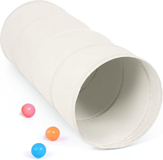 Kids Play Tunnel Tent for Toddlers, Pop Up Crawl Tunnel Toy for Baby or Pet with Neutral Color, Collapsible Gift for Boy and Girl Play Tunnel Indoor and Outdoor Game (Beige Leather Tunnel)