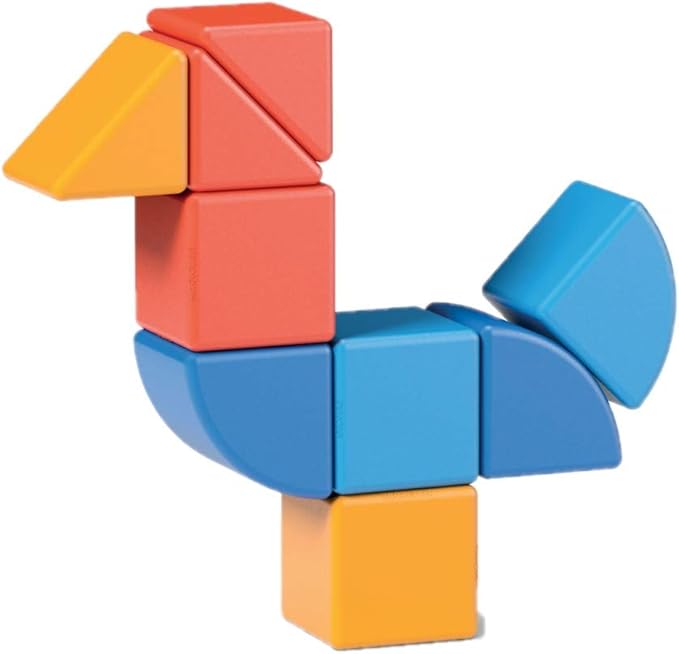 Geomag Swiss-Made MagiCube 9-Piece Magnetic Animal Shapes Building Set, Shaped Stacking Blocks for Toddlers & Kids Ages 1-5, STEM Educational Toy, Creativity, Imagination, Early Learning Fun