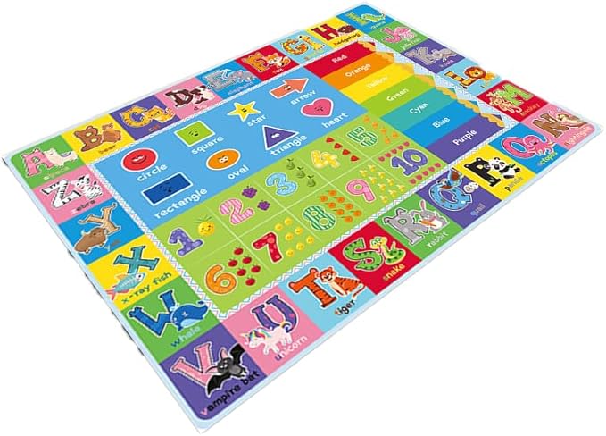 ABC Carpet,Kids Carpet for Playroom, Classroom Floor Play Mat for Kids,Preschool Rugs wtih ABC, Numbers, Animals, Extra Large Thick (110X78.7 Inch)