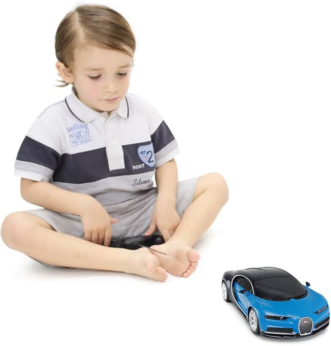 RASTAR Bugatti Veyron Chiron RC Car 1:24 Scale Remote Control Toy Car, Bugatti Chiron R/C Model Vehicle for Kids - Blue