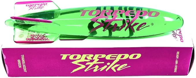 SpinFin 10.25" Large Ultra Premium Pool Torpedo Rocket Spins & Glides Up to 30 Feet Like Underwater Football for Under Water Passing Games Underwater Torpedo Diving Toy Glider (Green)