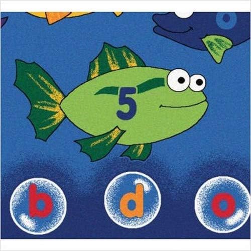 Carpets for Kids 6806 Fishing for Literacy Classroom Seating Kids Room Rug 6ft 9in x 9ft 5in Oval Blue