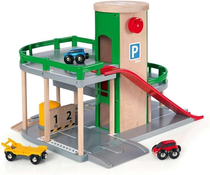 BRIO World 33204 Parking Garage - Ultimate Toy Train Accessory | Interactive Play | Compatible with All BRIO Train Sets | FSC Certified Wood Material | Ideal for Kids Age 3 and Up