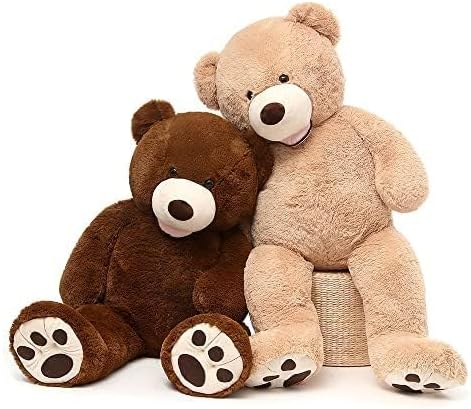 MorisMos Smile Giant Teddy Bear, 51inch Large Stuffed Bears with Big Footprints, Big Stuffed Animals Cuddly Plush Gifts for Girlfriends, Boyfriend, Brown