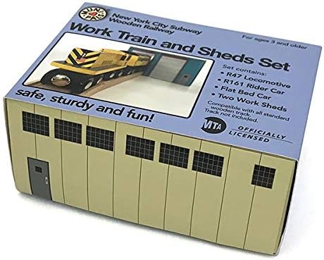 MUNI PALS Munipals New York City Subway Wooden Railway Work Train and Sheds Set–Child Safe and Tested Wood Toy Trains