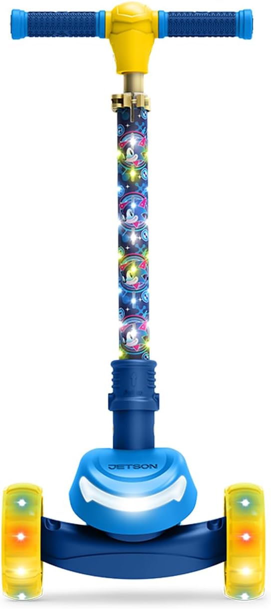 Jetson Character Kids Kick Scooter, LED Lights on Stem & Light-Up Wheels, Lightweight Frame, Height-Adjustable Handlebar, Lean-to-Steer System, Easy-Fold Mechanism