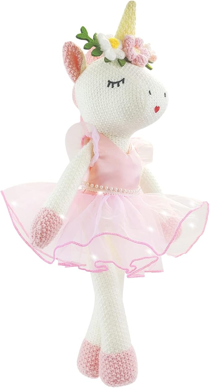 Unicorn Stuffed Animals Plush Ballerina Baby Doll, Unicor n Toys for Girl Age 4-6, Stuffed Animals for Girls 4 Year Old Girls Birthday Gift U nicorn Decorations for Girl Toys 4-5(Pink)