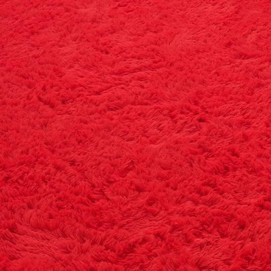 Amearea Premium Soft Fluffy Rug Modern Shag Carpet, 5.3x7.5 Feet, Fuzzy Plush Rugs for Living Room Bedroom Kids Room Home Decor, Nursery Non Slip Indoor Shaggy Carpets, Red