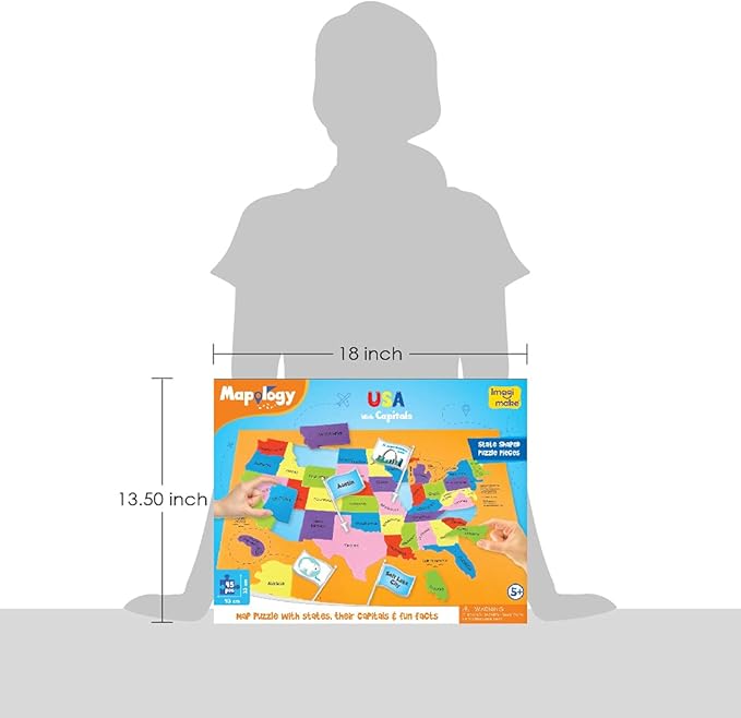 Imagimake Mapology USA Map with Capitals | Learning States and Capitals | US Geography Toys for Ages 5-7 | Jigsaw Puzzles for Kids Ages 8-10 Years | Educational Toys for Ages 8-13