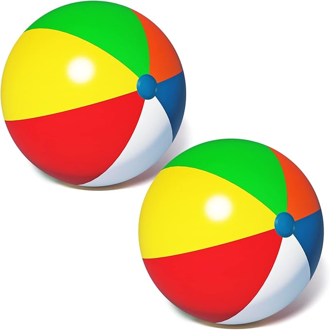 Inflatable Durable Thick Beach Balls for Pool, Outdoor Activities (2 Pack, 24 inches Diameter)