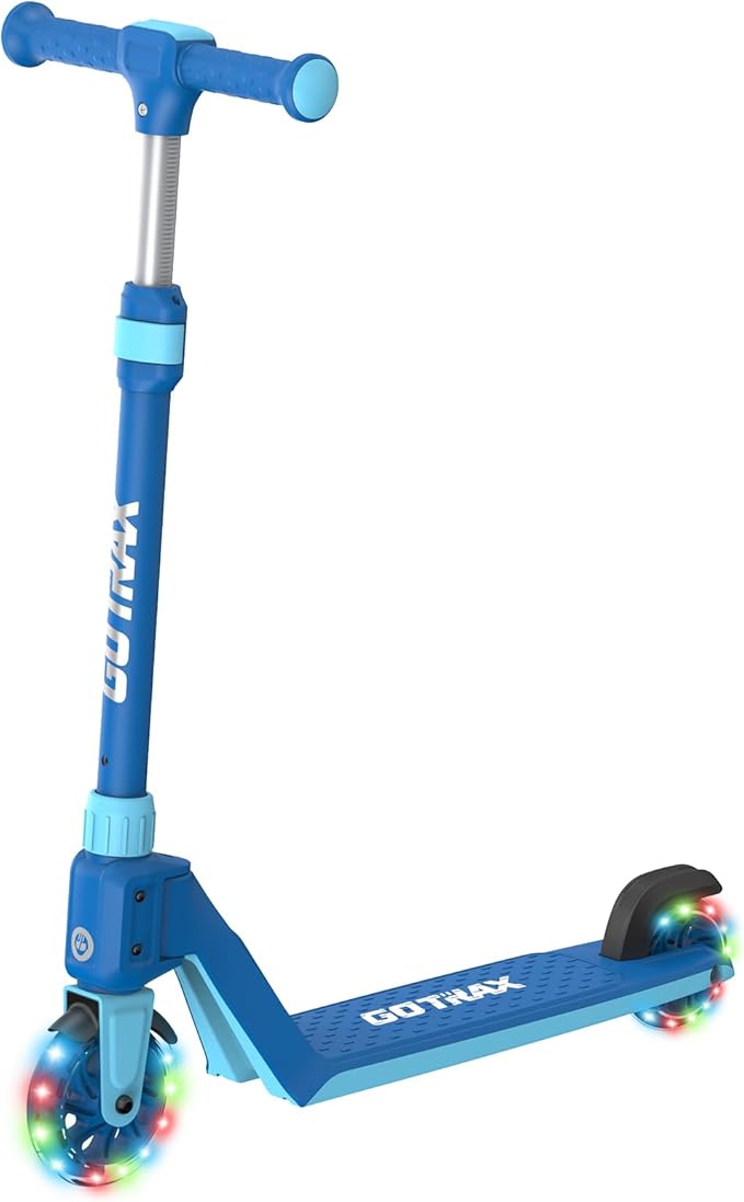 Gotrax K03 Kick Scooter for Kids, 5" LED RGB Lighted Wheels, 4.6 Lbs Lightweight and One-Click Detachable Design, Height Adjustable Handlebars, Anti-Slip Deck and Max Load 110 Lbs for Boy&Girl Age 3+