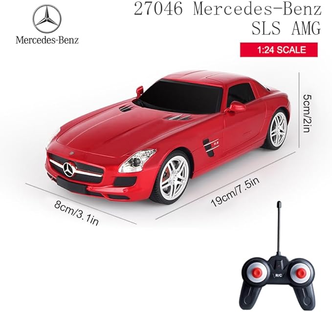 Vinie Remote Control Car for Boys, RC Cars Mercedes Benz SLS, 1:24 Scale Officially Licensed Kids Toys, Drift Car with Cool Led Lights, 4 5 6 7 8 9 10 11 12 Year Old Boy Birthday Gift (Red)