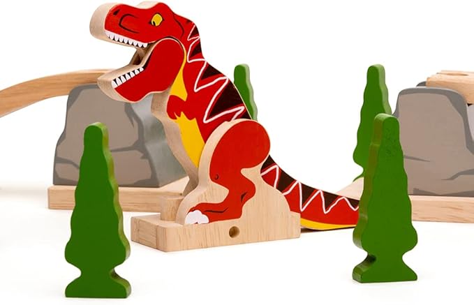 Bigjigs Rail, T-Rex Bursting Bridge, Wooden Toys, Dinosaur Toys, Bigjigs Train Accessories, Dinosaur Track, Wooden Train Sets, Trains for Kids, Bigjigs Trains