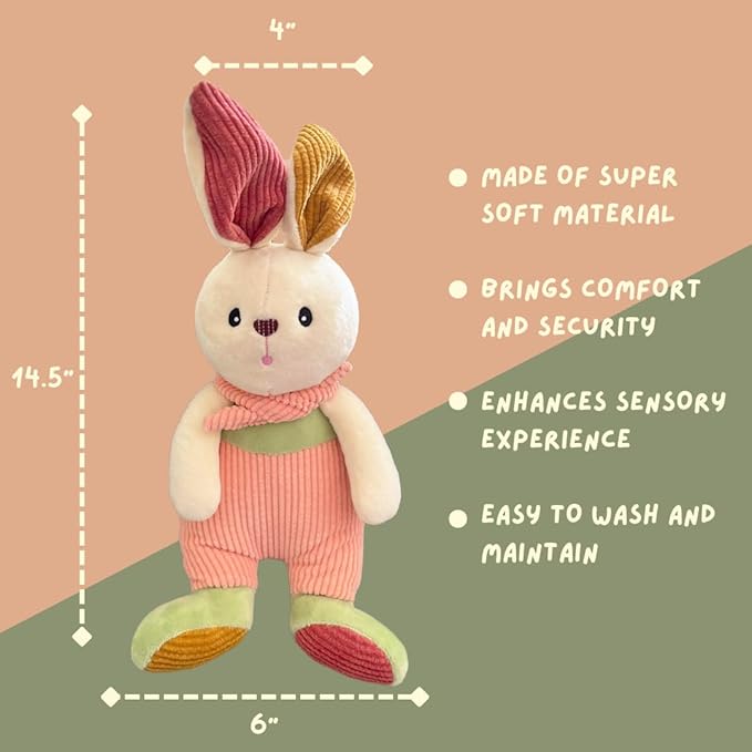 Soft and Cute Corduroy Bailey Bunny Stuffed Animal Plush Toy, Adorable Gift for Toddlers and Kids 14 Inches Green