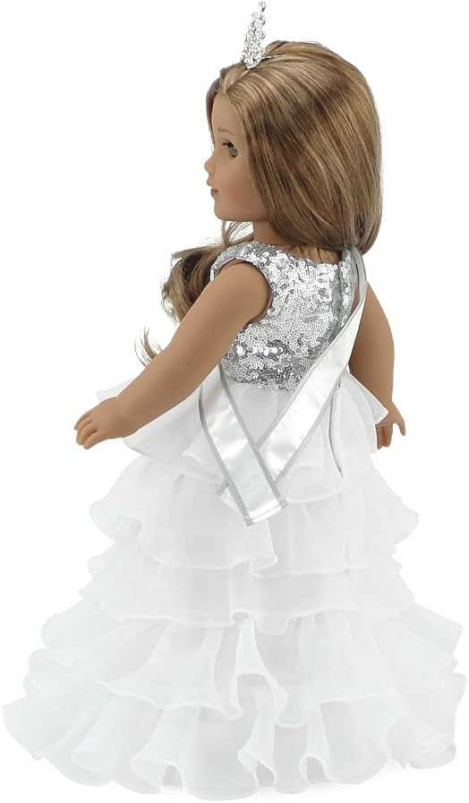 Emily Rose 18-inch Doll Clothes 6-PC Pageant Dress & Accessories Bundle | Includes 2 Dressy Ball Gowns, Sashes & Crowns | Toy Gift Set for 5+ Little Girls Set | USA Business