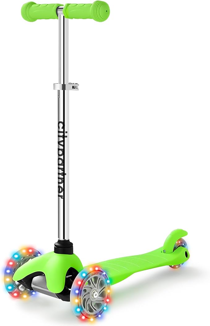 Kids 3-Wheel LED Kick Scooter - Adjustable Height, Lean-to-Steer for Boys & Girls Ages 3-8