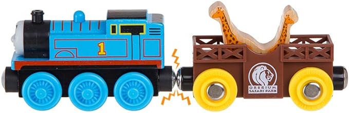 Toys 12 (18 Pcs) Wooden Engines & Train Cars Collection with Animals, Farm Safari Zoo Wooden Animal Train Cars, Circus Wooden Train Compatible with Thomas, Brio, Chuggington