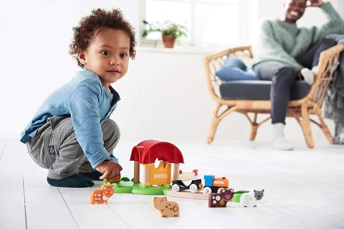 BRIO World - 33826 My First Farm | 12 Piece Wooden Toy Train Set for Kids | Interactive Learning Experience | FSC-Certified Wood | Suitable for Ages 18 Months and Up