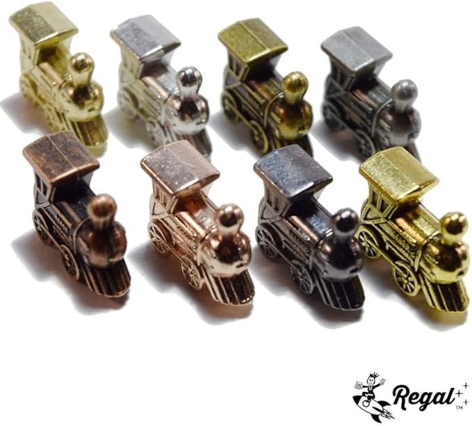 Regal Games - Mexican Train Dominoes Game Set - Double 15 Colored Dot Dominoes - 8 Metal Trains, 136 Tiles, Wooden Hub, Collector’s Tin - Fun Family-Friendly Game - for 2-8 Players