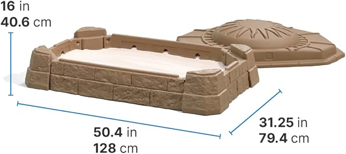 Step2 Naturally Playful Sandbox II, Kids Sand Activity Sensory Play Pit, Summer Outdoor Toys, 7 Piece Water Toy Accessories, for Toddlers 1+ Years Old