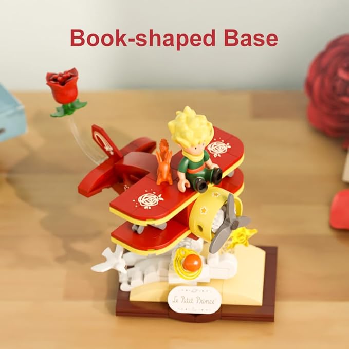 Le Petit Prince Building Block Set Adults & Kids Collectible Brick Model,Rose,Train,Moon & Airplane Figures,Le Petit Prince Creative DIY Building Toys Gift for Fans of Stories