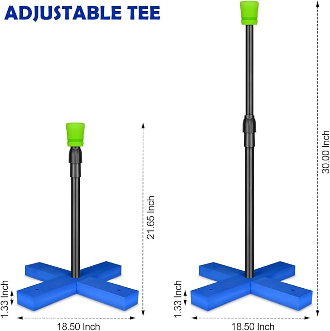 Foam Tball Set for Kids Toddlers 3-5, T Ball Baseball Softball Bat Set Adjustable Batting Tee, 8 Colored Balls, for Boys Girls 3-5 5-8 Years Indoor Outdoor Sport Playing Toys, Blue