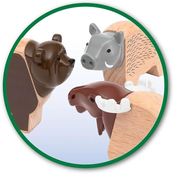 BRIO World 33988 Nordic Animal Set | Premium Wooden Toy Train Set for Kids | Interactive Fun | Compatible with Other BRIO Sets | FSC Certified, Sustainable Toy