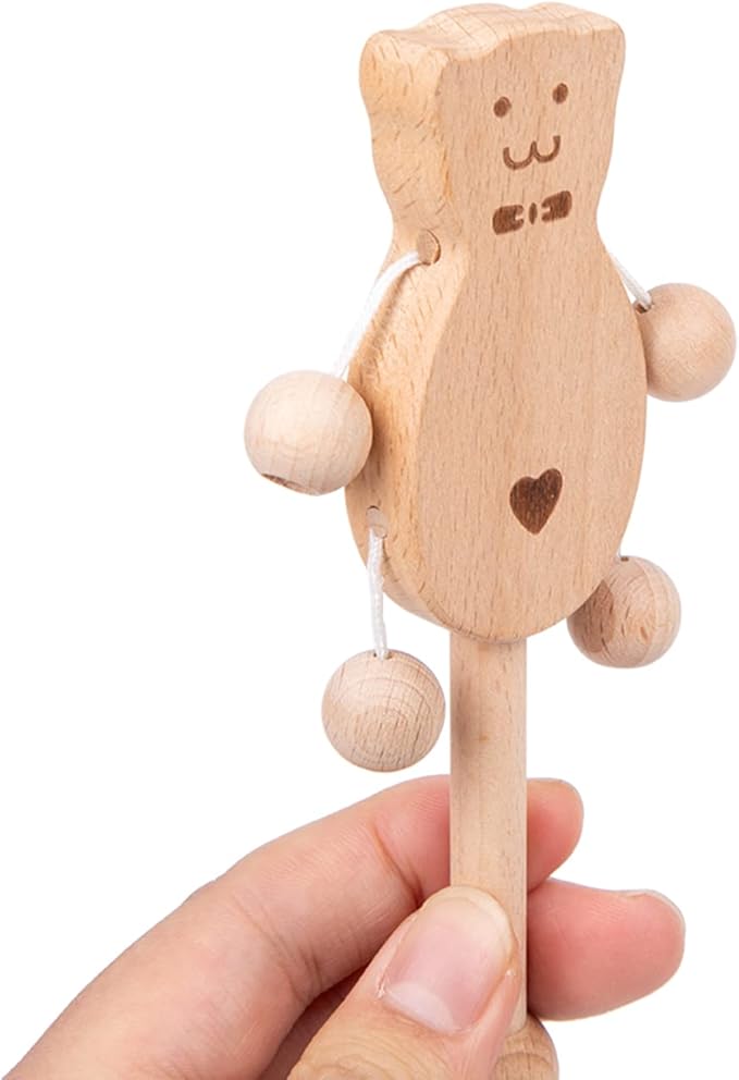 Adena Montessori Play Kit for 9-10 Months Baby,7 in 1 Learning Educational Toys for Toddler,Include Clear Tube with Stacking Rings,Coin Box,Wooden Rattle and more,Christmas Birthday Gift for Boys Girl