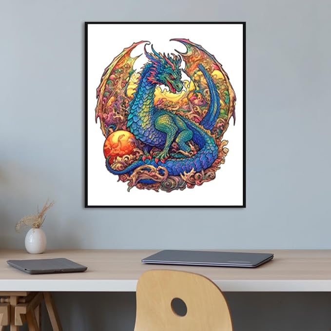 Dragon Wooden Puzzles for Adults Kids, Unique Animal Shaped Cool Wooden Jigsaw Puzzles, Premium Box Wood Cut Puzzles for Teens, Best Family Ideas (L-11.8 * 11.2 in-229pcs)