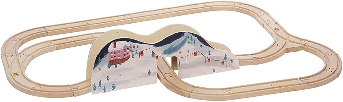 Manhattan Toy Alpine Express 49-Piece Wooden Toy Train Set with Scenic Accessories for Toddlers 3 Years and Up Multicolor