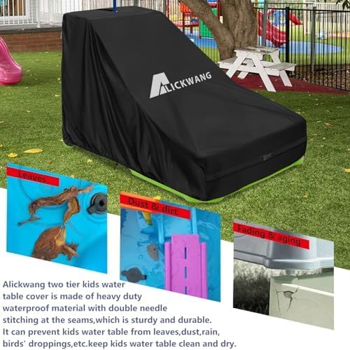 Kids Water Table Cover,Outdoor Heavy Duty 600D Waterproof Toddler Water Play Table Cover,Compatible with Step2 Waterpark Wonders Two-Tier Water Table