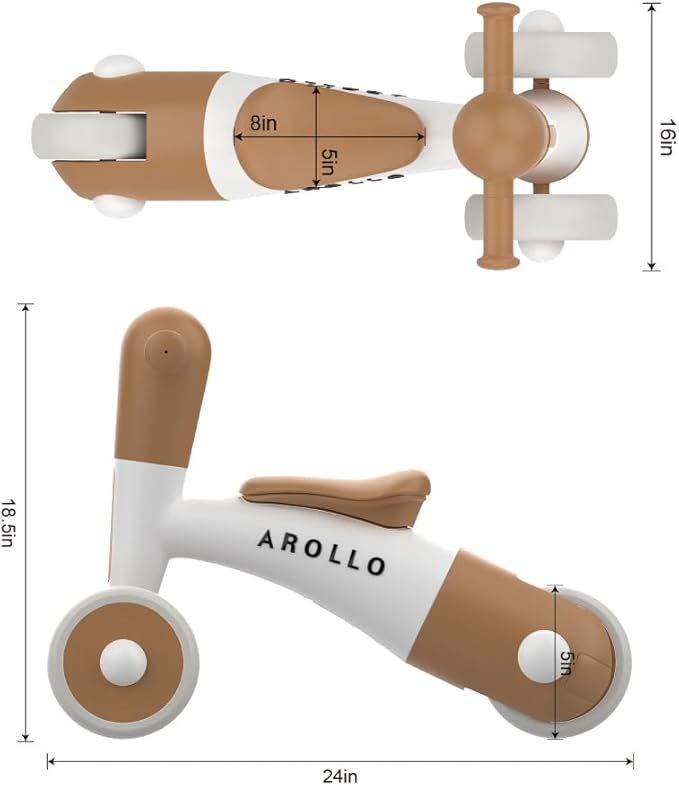 3-Wheel Baby Balance Bike for Toddlers 1-2 Years Old (8-24 Months), Adjustable Seat & Anti-Tip Design, Learning Walker Toy, First Birthday Gift for Boys & Girls